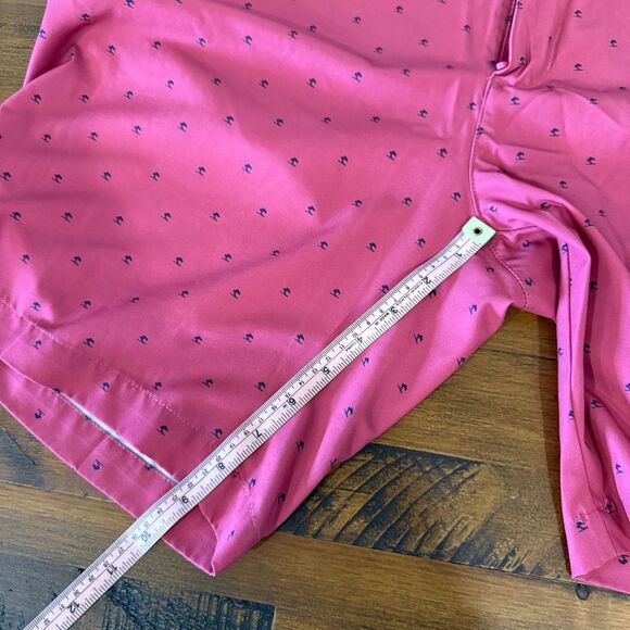 Adidas Men Golf Shorts Size 34 Maroon w/Navy Tree Pattern Flat Front Performance - Picture 8 of 8